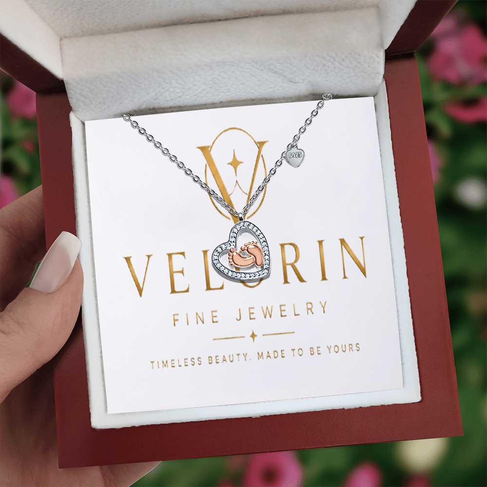 Baby Feet Heart Necklace