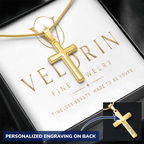 Personalized Cross Necklace - Snake Chain