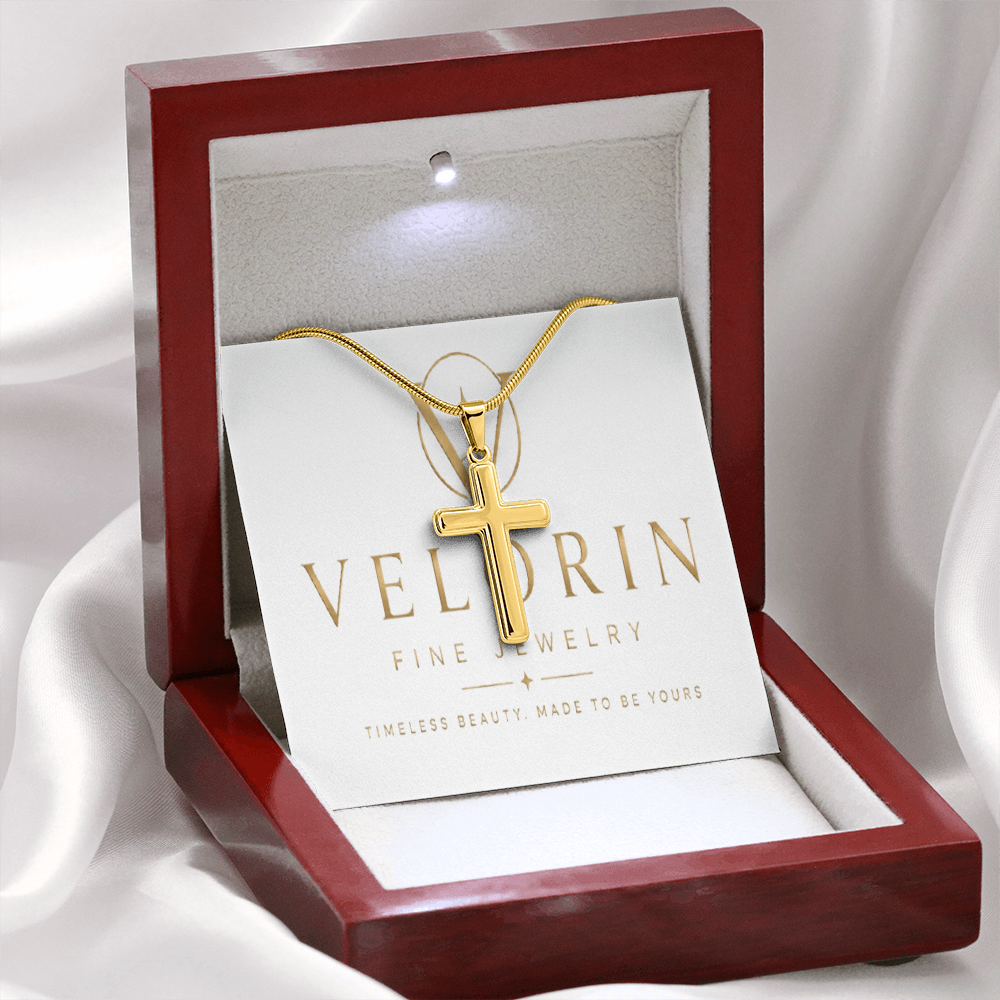 Personalized Cross Necklace - Snake Chain
