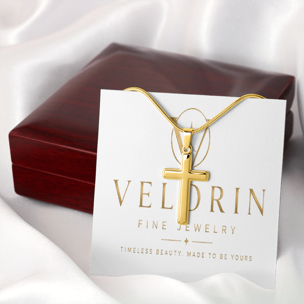 Personalized Cross Necklace - Snake Chain